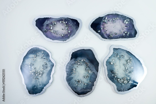 Assorted Geode Resin Coasters Displayed Flat