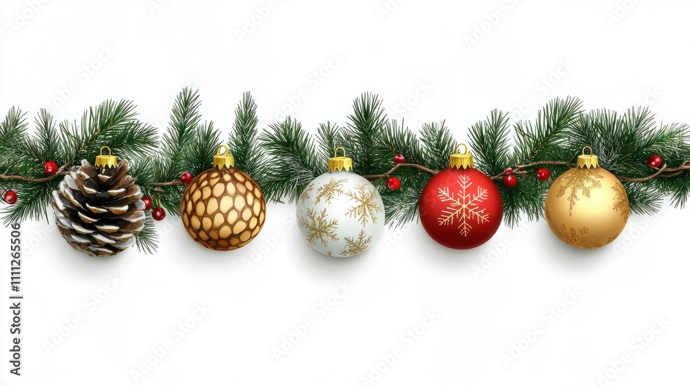 White background with christmas decorations White background with christmas decorations