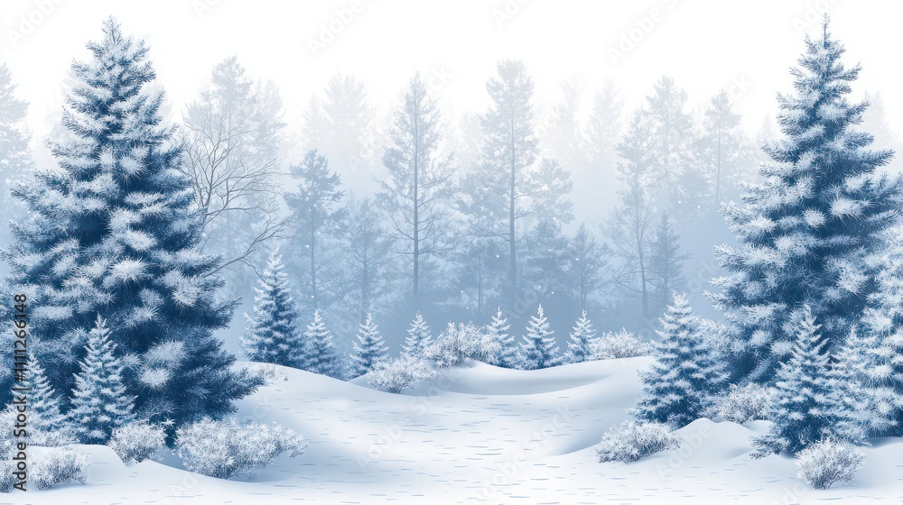 Fototapeta premium Winter coniferous forest on a transparent background