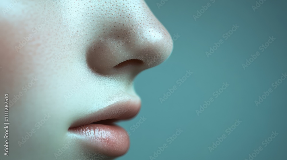 Close-Up of a Human Face Showing Skin Texture and Lips Detail Close-Up of a Human Face Showing Skin Texture and Lips Detail