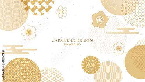上品な和柄の背景／金色
