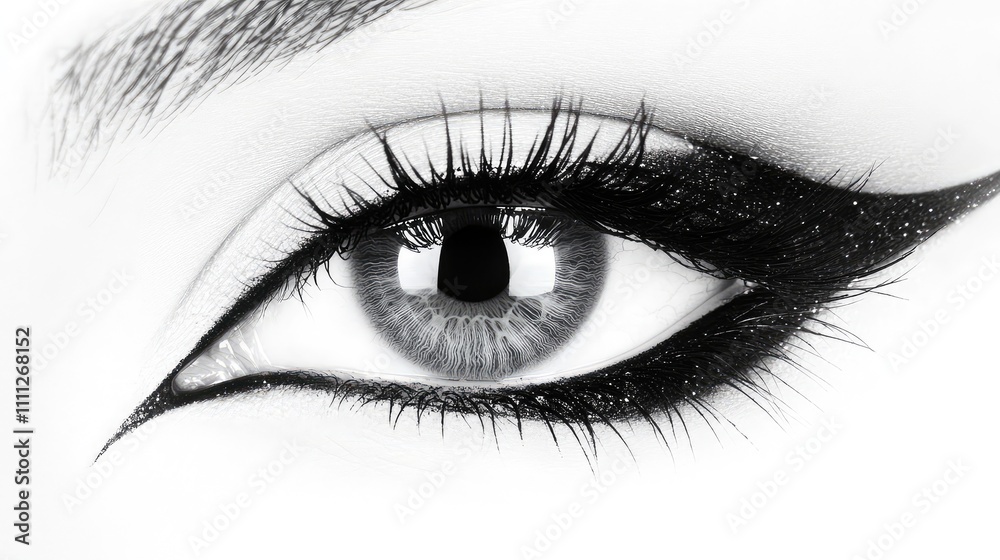 Intense Close-Up of Eye with Dramatic Makeup and Bold Eyeliner Intense Close-Up of Eye with Dramatic Makeup and Bold Eyeliner