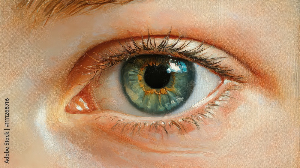 Close-up of Detailed Human Eye with Colorful Iris and Reflection Close-up of Detailed Human Eye with Colorful Iris and Reflection