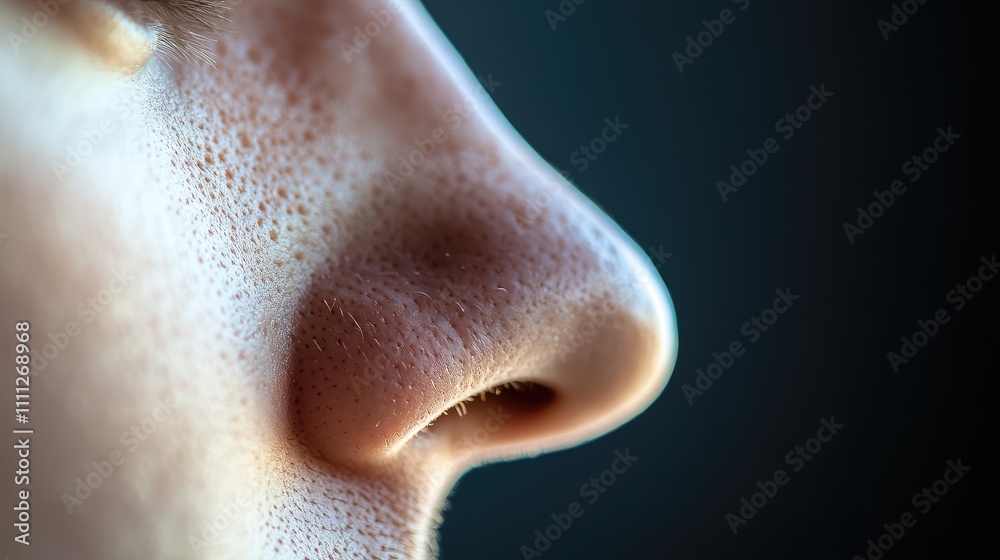 Fototapeta premium Close-Up of Human Nose with Details of Skin Texture and Pores