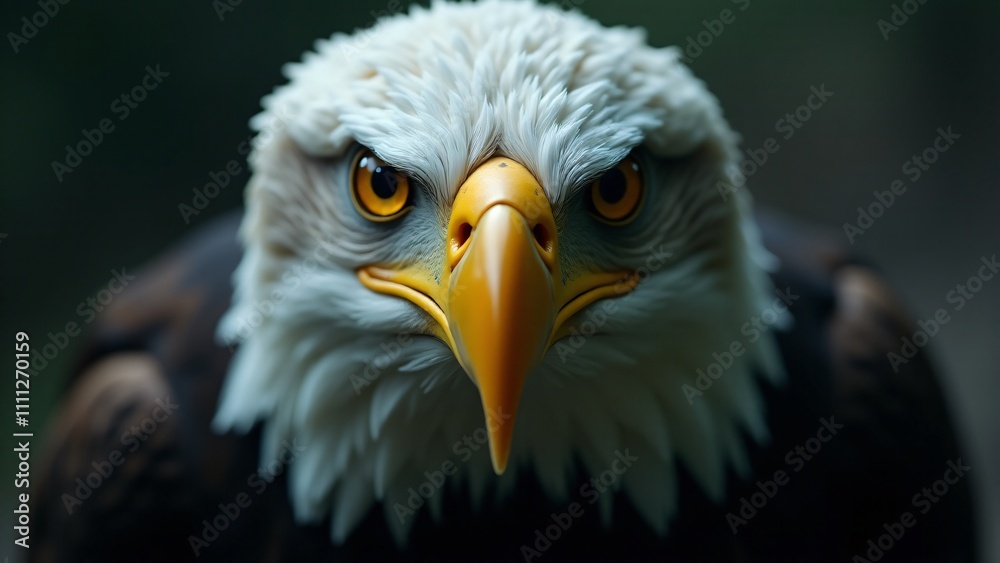 A close-up of a bald eagle, showcasing its piercing eyes and powerful beak, against a blurred background. A close-up of a bald eagle, showcasing its piercing eyes and powerful beak, against a blurred background.