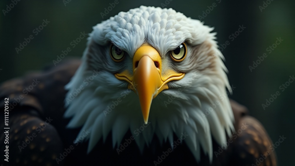 A close-up of a bald eagle, showcasing its piercing eyes and powerful beak, against a blurred background. A close-up of a bald eagle, showcasing its piercing eyes and powerful beak, against a blurred background.