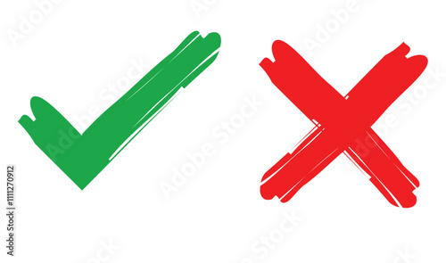 Right or wrong icons. Green tick and red cross checkmarks. Yes or no symbol, approved or rejected. tick mark icon button set.