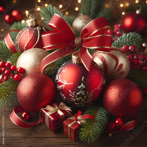  Festive Christmas Tree Surrounded by Gifts
