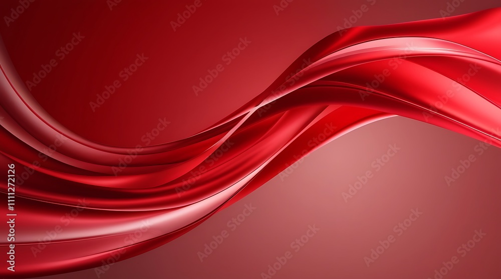Red waves of abstract background illustration design, flowing swirl pain different tones of red