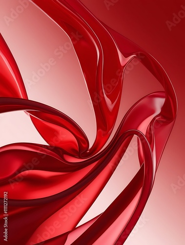 Red waves of abstract background illustration design, flowing swirl pain different tones of red
