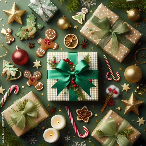  Festive Christmas Tree Surrounded by Gifts
