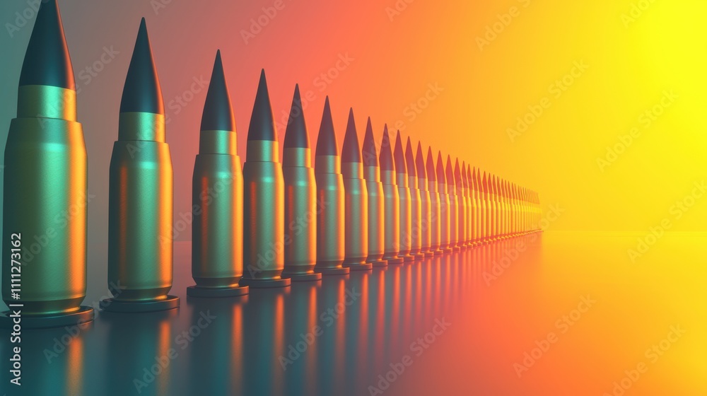 A closer look at bullet casings in a colorful gradient environment abstract photography style A closer look at bullet casings in a colorful gradient environment abstract photography style