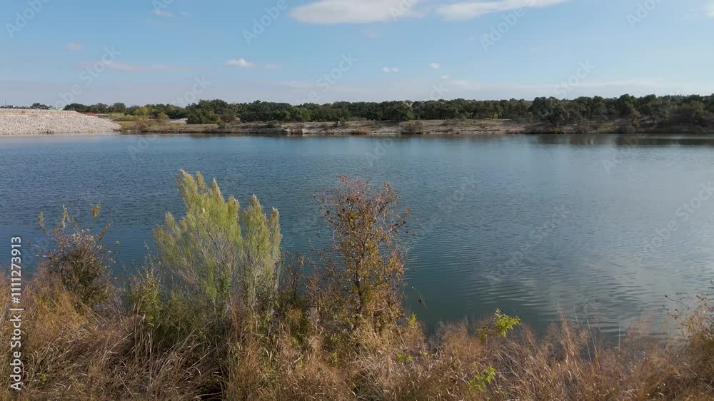 panning drone shot sunny lake pond water public park day 8 panning drone shot sunny lake pond water public park day 8
