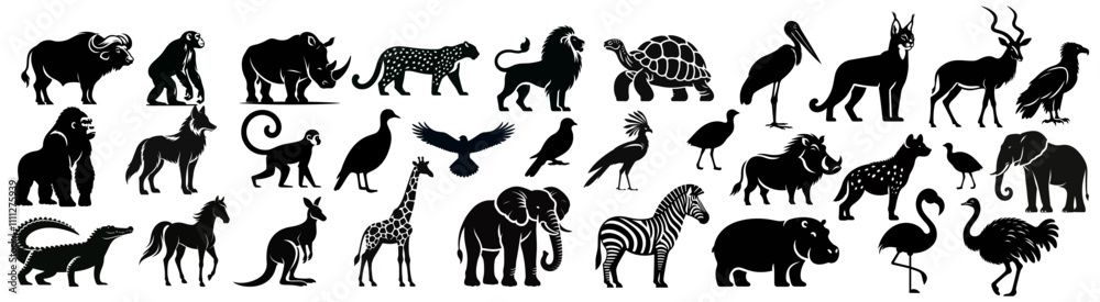 Fototapeta premium set silhouettes of African animals