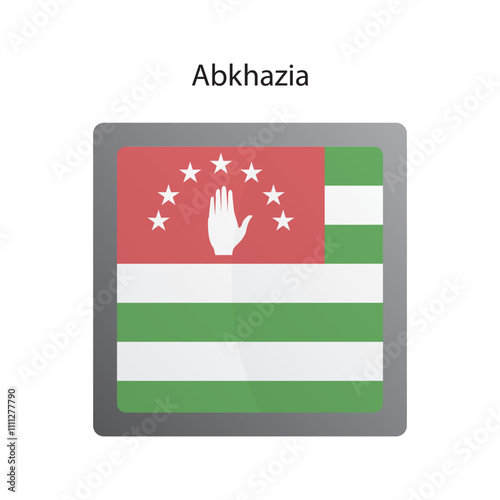 Flat square icon ofAbkhazia flag. Simple vector illustration.