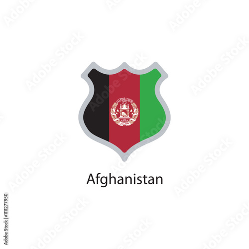 Shield icon ofAfghanistan flag. Simple vector illustration.