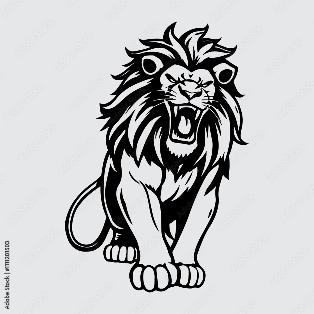 Obraz premium lion roaring logo design