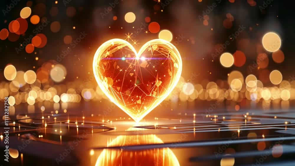 A heart with a heartbeat on it. The heart is surrounded by a circle of light, Velentine Day, Propose Day, Rose Day, Kiss Day