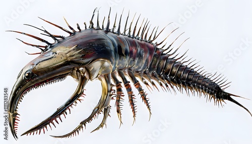 Anomalocaris with Spiny Appendages on a White Background photo