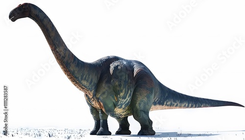 Argentinosaurus with Massive Frame and Long Neck on a White Background