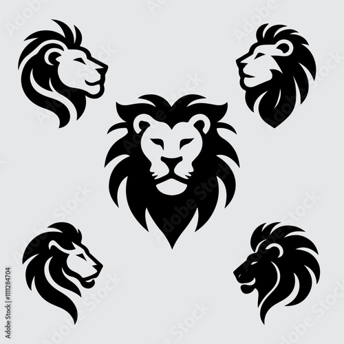 set of lion heads