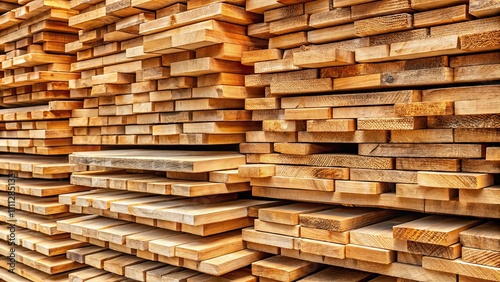 Stacked wooden boards and planks creating a textured background , wood, lumber, planks, stack, construction, material, pile