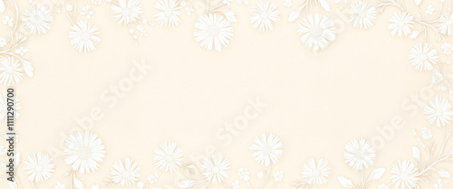 White daisy flowers on beige background