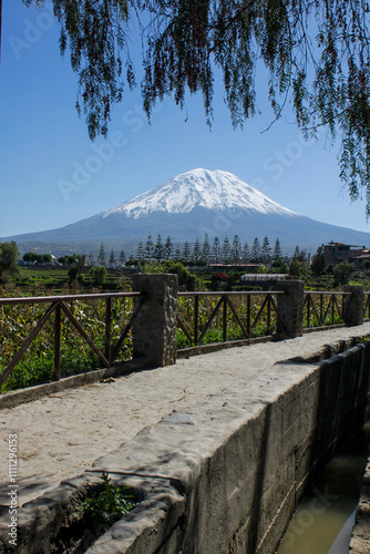 view of the misti volcano from paucarpata viewpoint