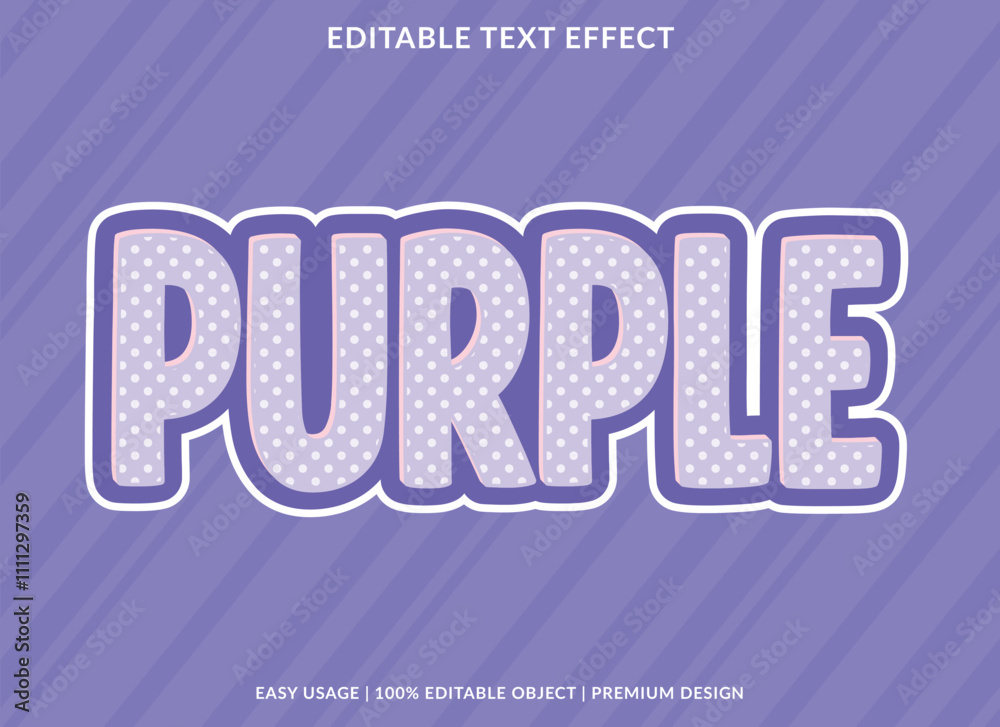 Obraz premium purple text effect template with cute pastel letter style concept use for brand label and logotype