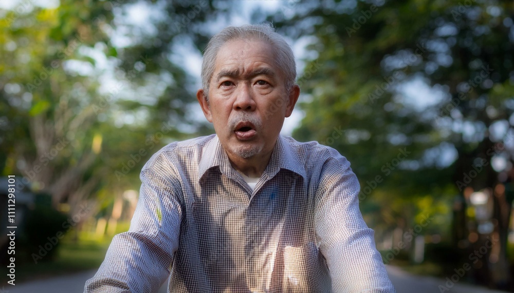 自転車を運転している男性 自転車を運転している男性