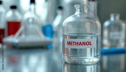 Methanol in Glass Container with Open Cap
