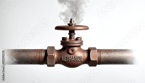 Rusted Metal Valve with Escaping Steam