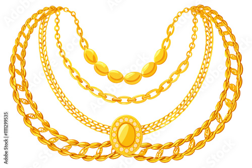 Golden metallic chain necklaces set