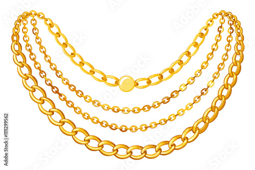 Golden metallic chain necklaces set
