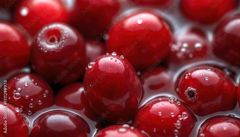 Crimson Cranberries in Sugar Water with Bubbles Crimson Cranberries in Sugar Water with Bubbles
