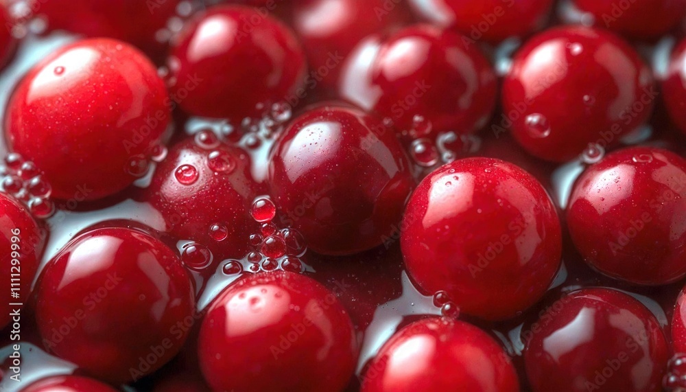 Glossy Cranberries in Sugar Solution Glossy Cranberries in Sugar Solution
