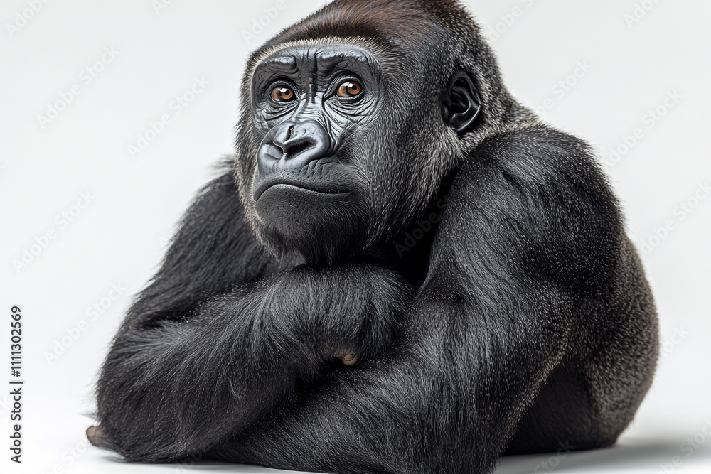 Western Lowland Gorilla Portrait Sitting Calmly Western Lowland Gorilla Portrait Sitting Calmly