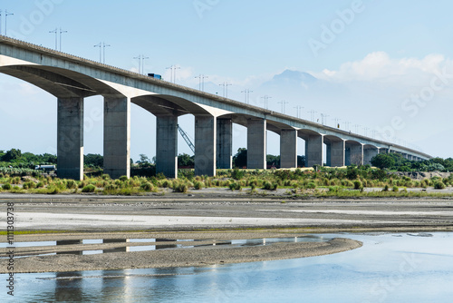 The elevated section of National Freeway 3 across the Kaoping River in Kaohsiung City, Taiwan. photo