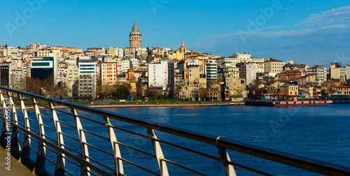 Canvas Print Picturesque view of modern cityscape of Beyoglu district of Istanbul with Galata