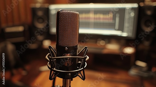 Studio Microphone Awaits Vocal Recording Session photo