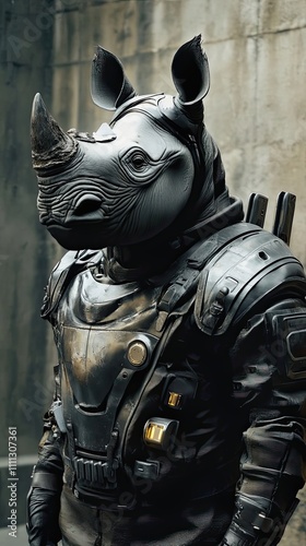 Rhino Soldier In Futuristic Combat Armor