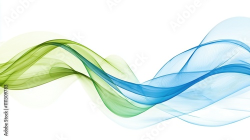 Visual concept dynamic abstract waves of blue and green for a business environment