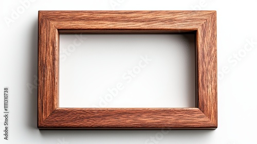 Simple and sleek wooden window frame  dark wood grain with a smooth finish  perfectly isolated on a white background  natural texture emphasized