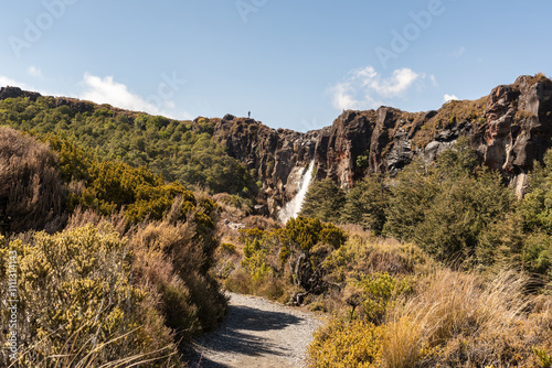 Standing on the ridge looking down over the  Taranaki Falls, National Park photo