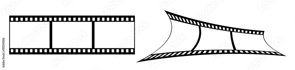 35mm film strip vector design with 3 frames on white background. Black film reel symbol illustration to use for photography, television, cinema, photo frame. 35mm film strip vector design with 3 frames on white background. Black film reel symbol illustration to use for photography, television, cinema, photo frame.