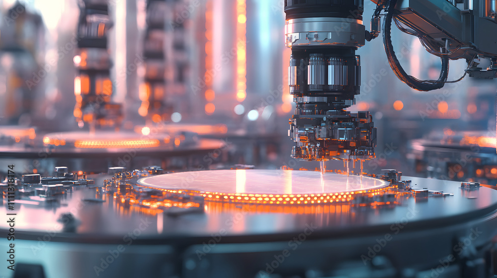 Semiconductor manufacturing with 3d rendering robotic arms with silicon wafers