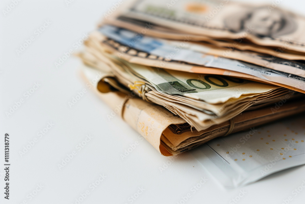Copy Space of Wad of Bills Representing Wealth, Business Savings, Financial Growth, and Economic Prosperity in Global Markets Copy Space of Wad of Bills Representing Wealth, Business Savings, Financial Growth, and Economic Prosperity in Global Markets