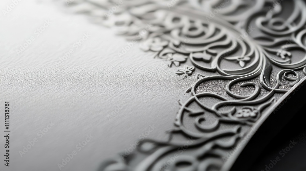 Intricate embossed floral design on textured surface. Intricate embossed floral design on textured surface.