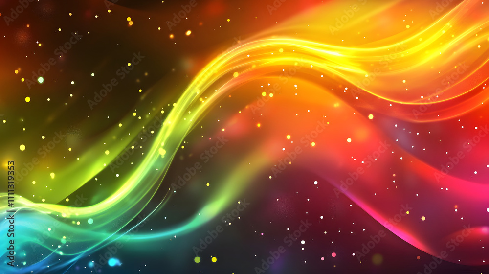 Fototapeta premium Neon illuminated dynamic sheets wallpaper. Abstract business background