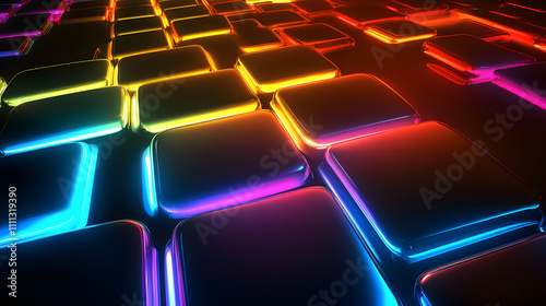  Neon illuminated dynamic sheets wallpaper. Abstract business background